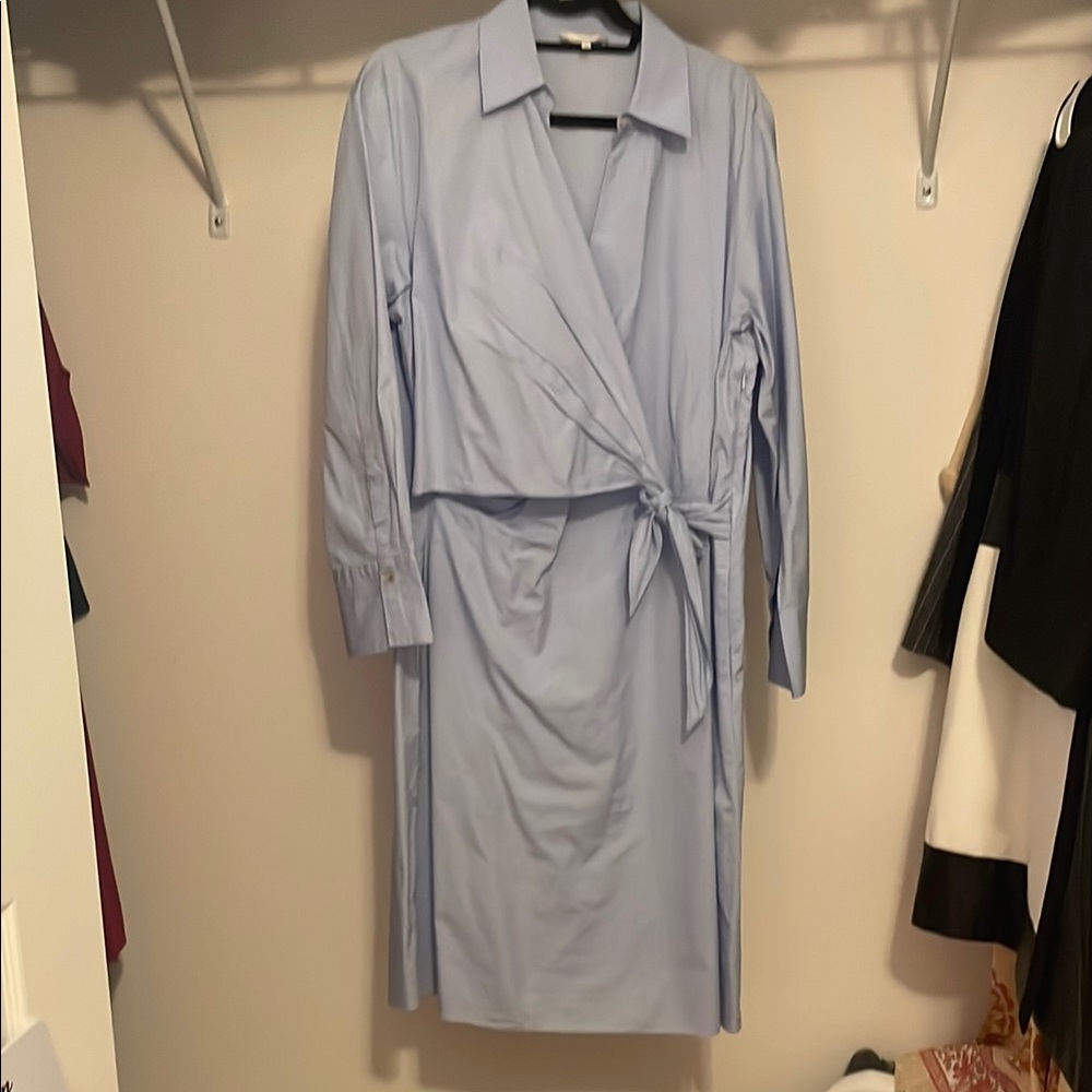 Vince Blue Long Sleeve Wrap Dress